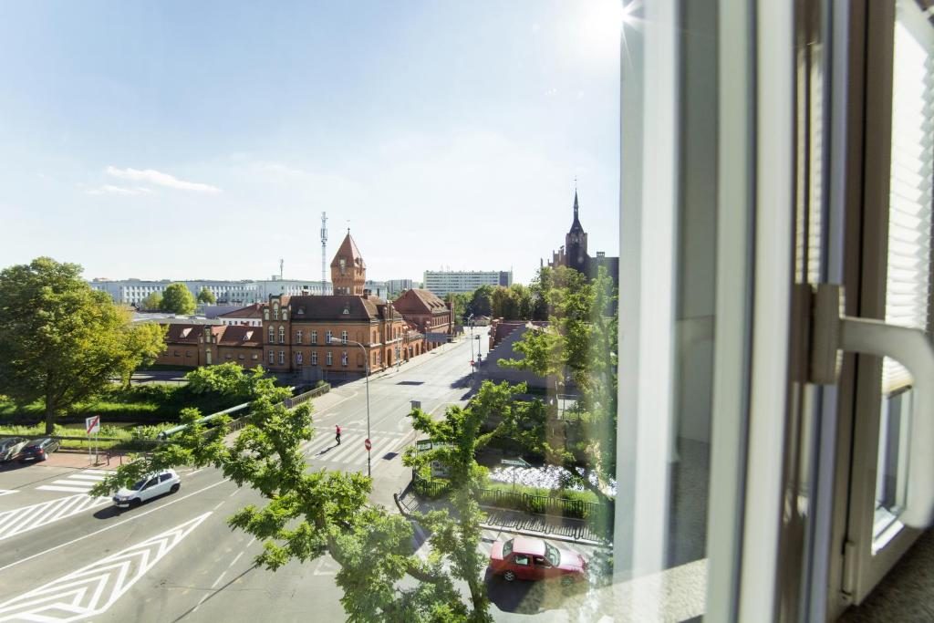 View of Gliwice from a window at The Loft